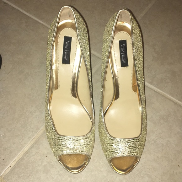 White House Black Market Shoes - Gold Sequin 3in Heels